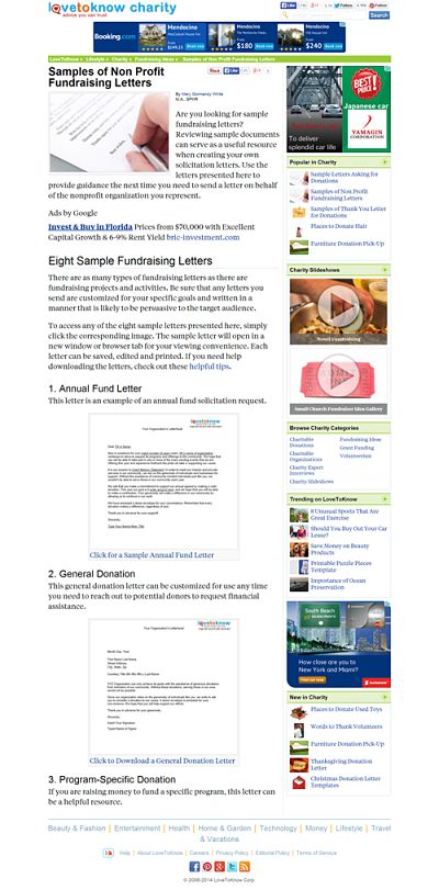 sample fundraising letters